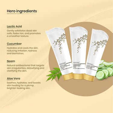 Ozone Xpress Facial Kit For Men & Women | Ideal For All Skin Types Glowing Skin, Bright & Radiant Complexion | Enriched With Almonds, Neem & Aloe Vera | Sulphates & Paraben Free,1 Count